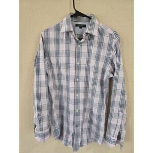Banana Republic Mens Shirt, Long Sleeve Button Down Cotton, Pink Black Multi, S
